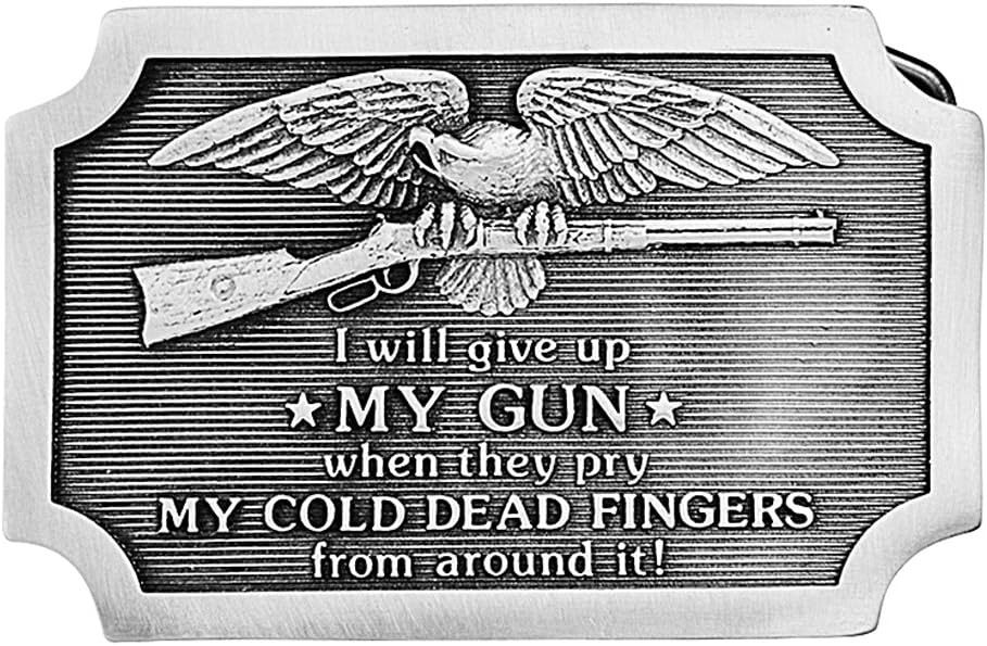 Indiana Metal Craft Men's Never Give Up My Gun Belt Buckle Belts