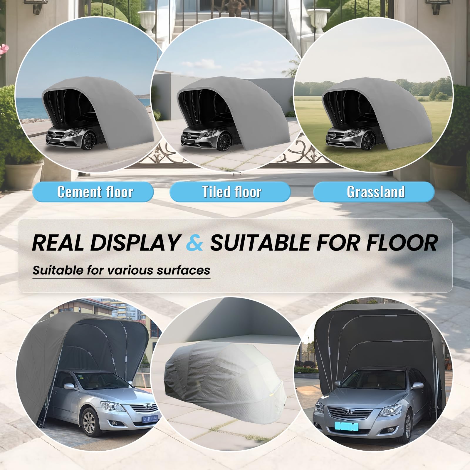 Tendalino Auto Pieghevole e Retrattile, Riparo Portatile semiautomatico per la Protezione di Veicoli all'aperto.