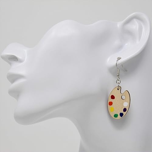 Miniatura 2 de Hand-Painted Wood Paint Palette Dangle Earrings