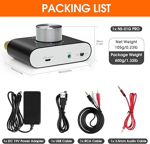 Miniatura 8 de Nobsound Mini amplificador de potencia Bluetooth 5.0, amplificador digital estéreo de alta fidelidad 2.0 canales 50 W × 2 con entrada