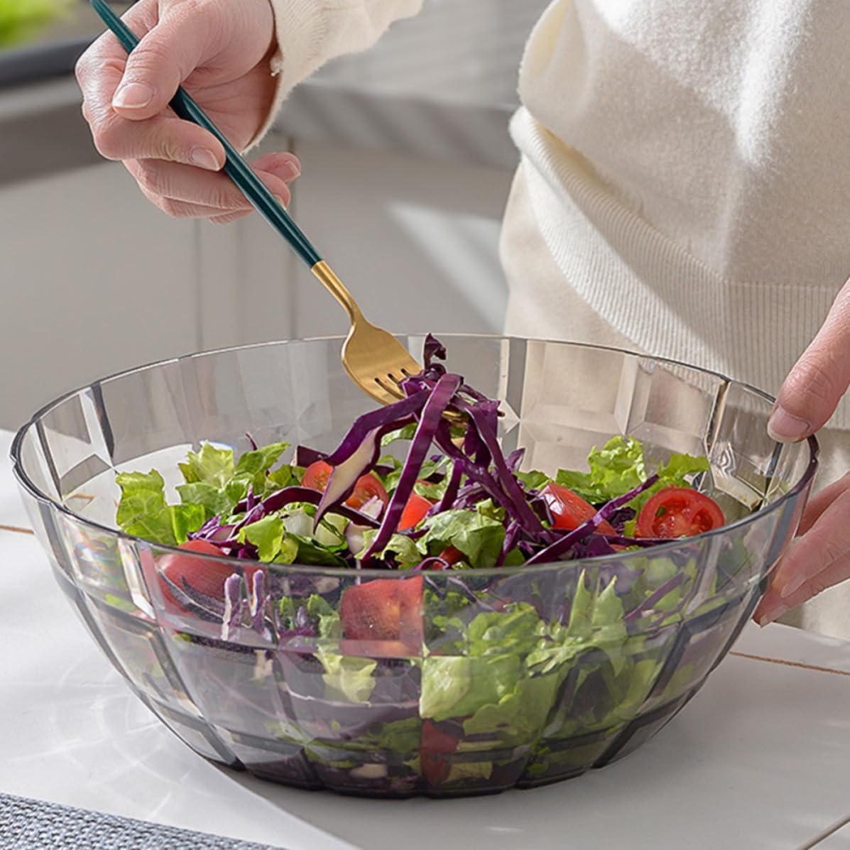 PET round Fruit Bowl with Deep Capacity for Kitchen Prep