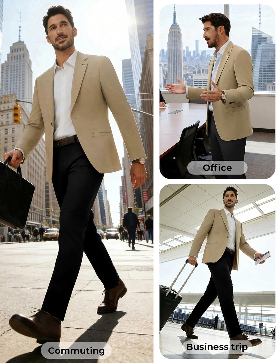 PJ PAUL JONES Men's Casual Blazer One Button Lightweight Sport Coats Solid Notched Lapel Suit Jackets - Image 5