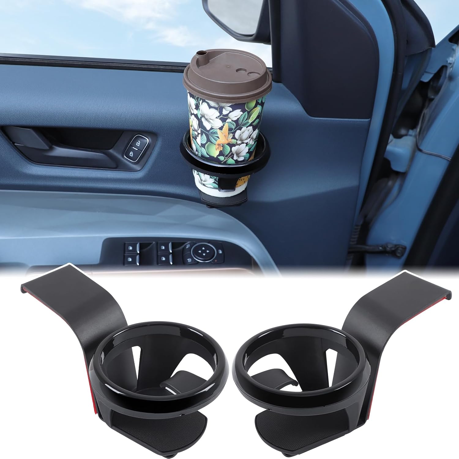 2Pcs Car Cup Holder Compatible with Ford Maverick 2022-2025 Inner Door Panel Cup Holder Expander Drink Water Stand Front Door Driver/Passenger Side Panel Cup Bottle Mount Organizer Tray Accessories