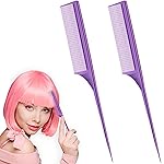 2 Pack Rat Tail Combs for Women Fine Tooth Comb Parting Tip Carbon Fiber Root Teasing Anti Static Heat Resistant Adding Volume Evening Hair Styling (Purple)