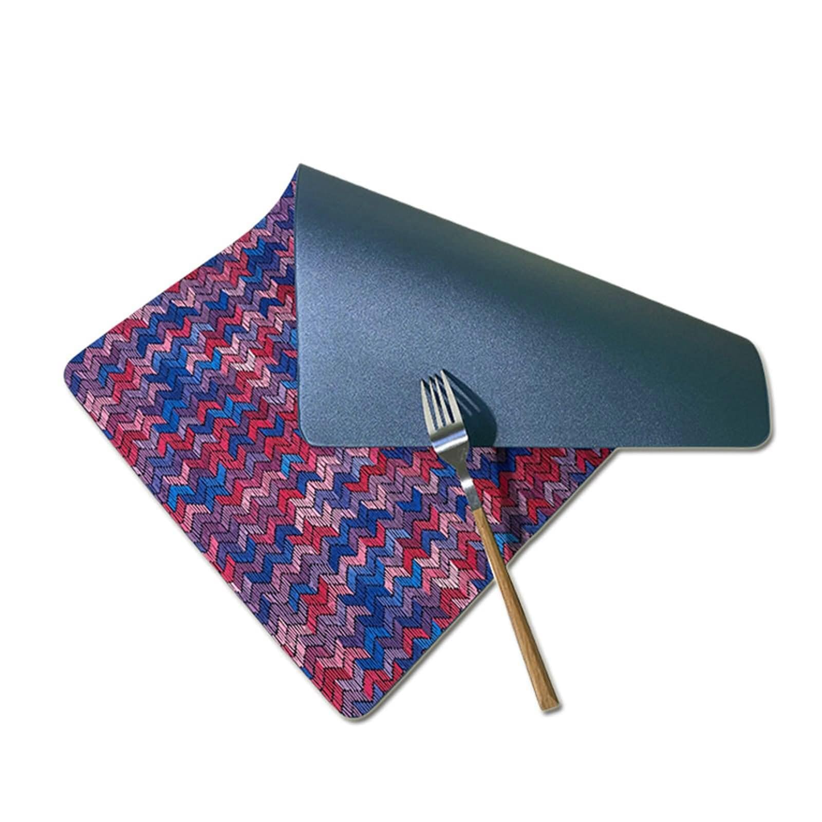 Set di 8 Tovaglietta Americana Simpatica, sotto Piatti da Tavola Blu Pelle 30x45cm Boemia con Motivo a Onde
