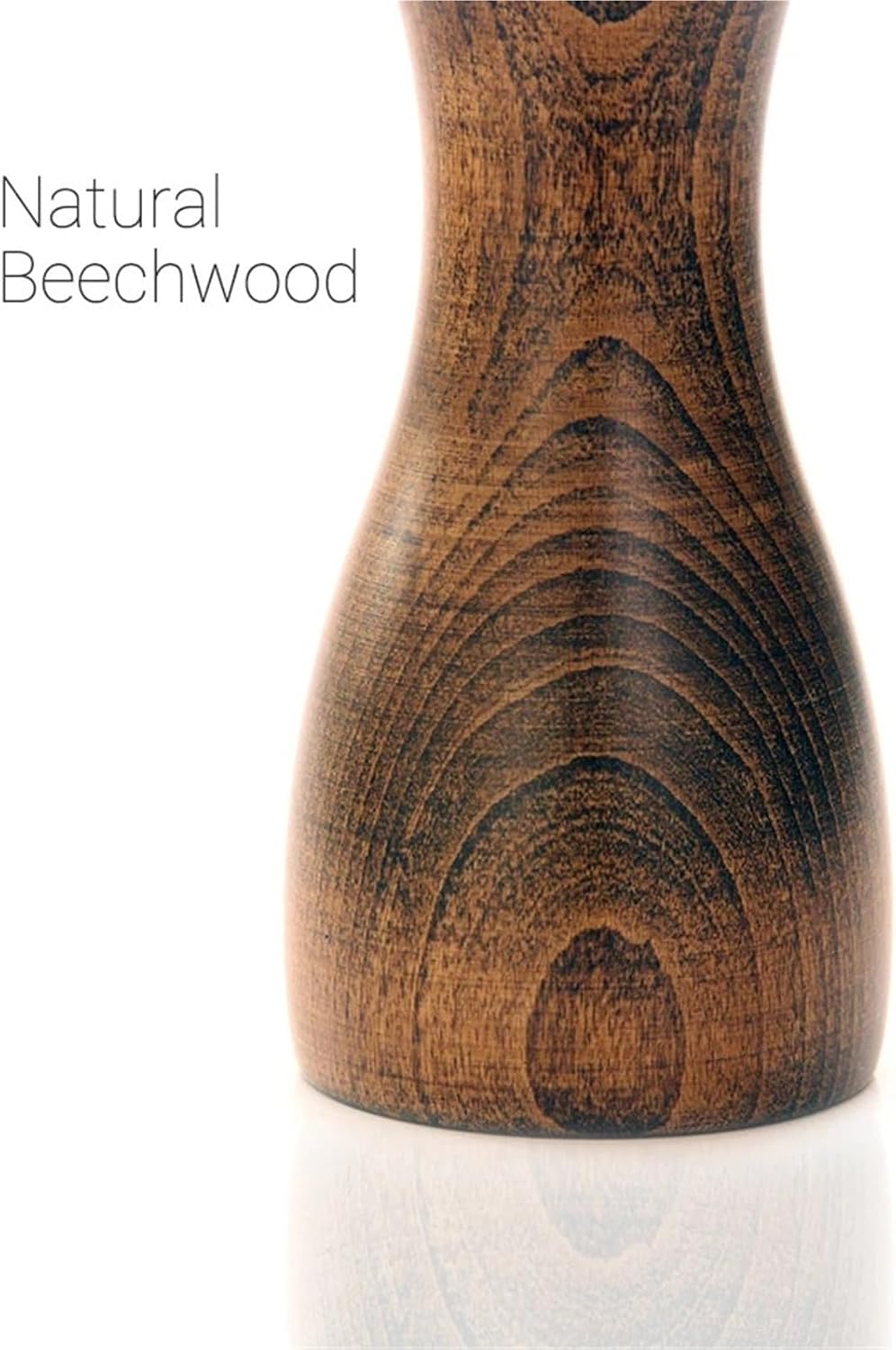Beech Wood Salt and Pepper Grinder with Adjustable Mechanism, Manual Spice Mill for Peppercorn and Sea Salt, Carbon Steel or Ceramic Rotor Option(5-inch)