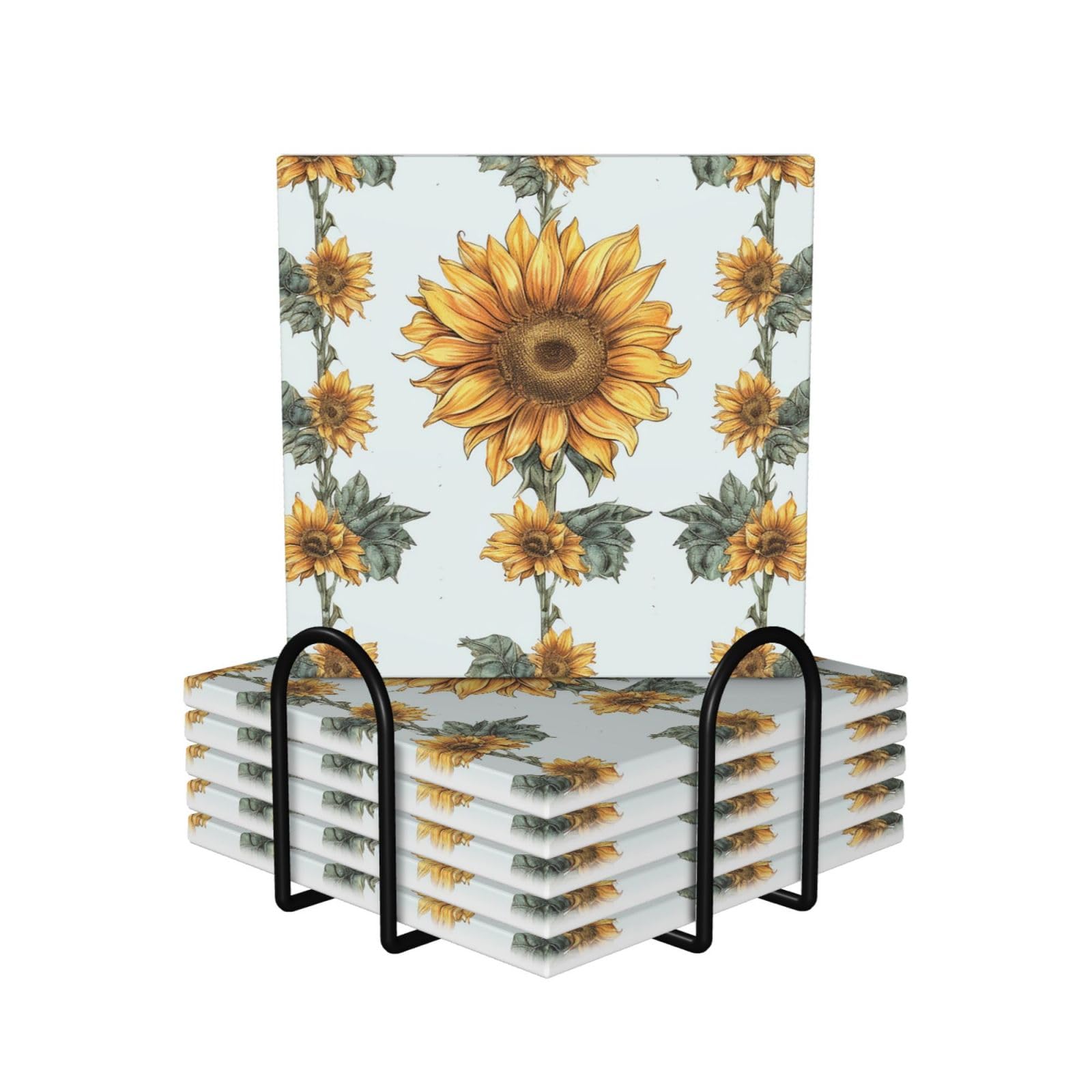 Dessous de verre en céramique motif tournesol lot de 6, cadeau idéal pour la maison