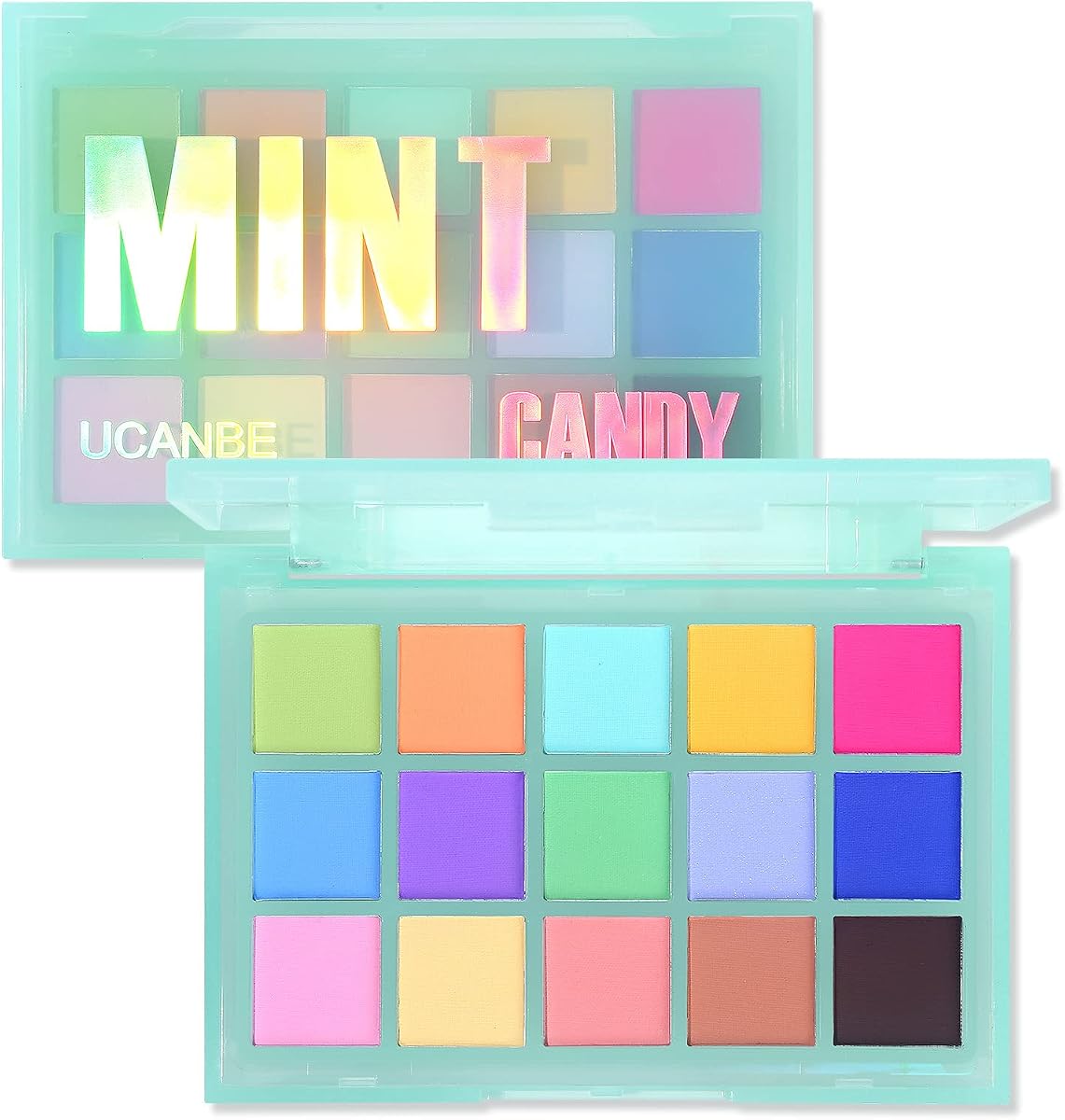 Colorful Matte Makeup Eyeshadow Palette, 15 Shades Vibrant MACARON Pastel Eye Shadow Pallet, High Pigmented Blendable Rainbow Make Up Plattet Kit - Mint Candy