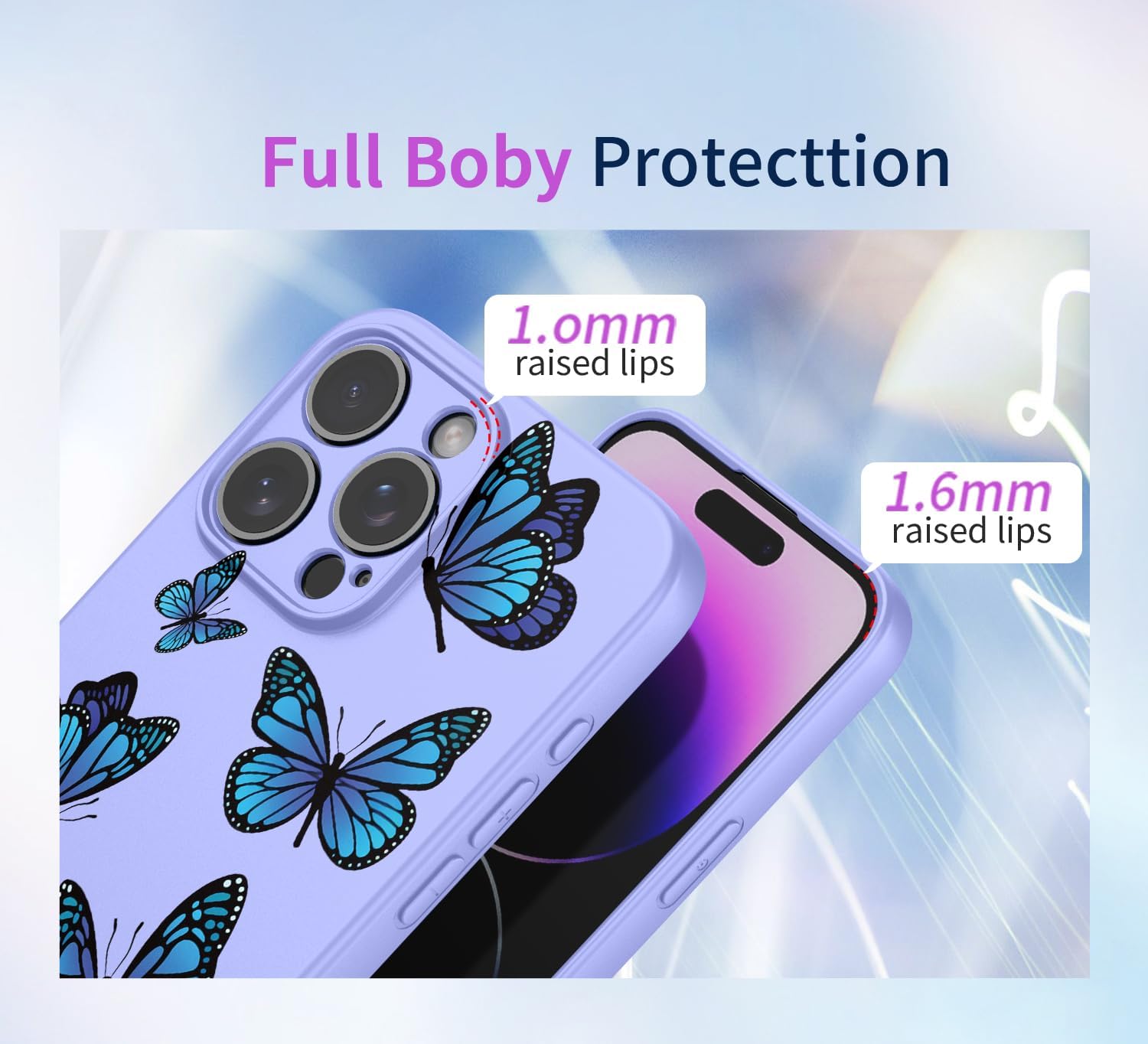 Phone Case for OnePlus 13 Case, 1+13 Case, Shockproof Flexible Bumper TPU Soft Case Butterfly Pattern Phone Cover for OnePlus 13 Purple Butterfly - Image 2