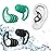 Swimming Ear Plugs Waterproof Earplugs - 2 Pairs Silicone Swim Ear Plugs for Adult Kids, Water Sports Earplugs for Showering, Bathing, Surfing - Keep Ear Water Out (Green, Black)