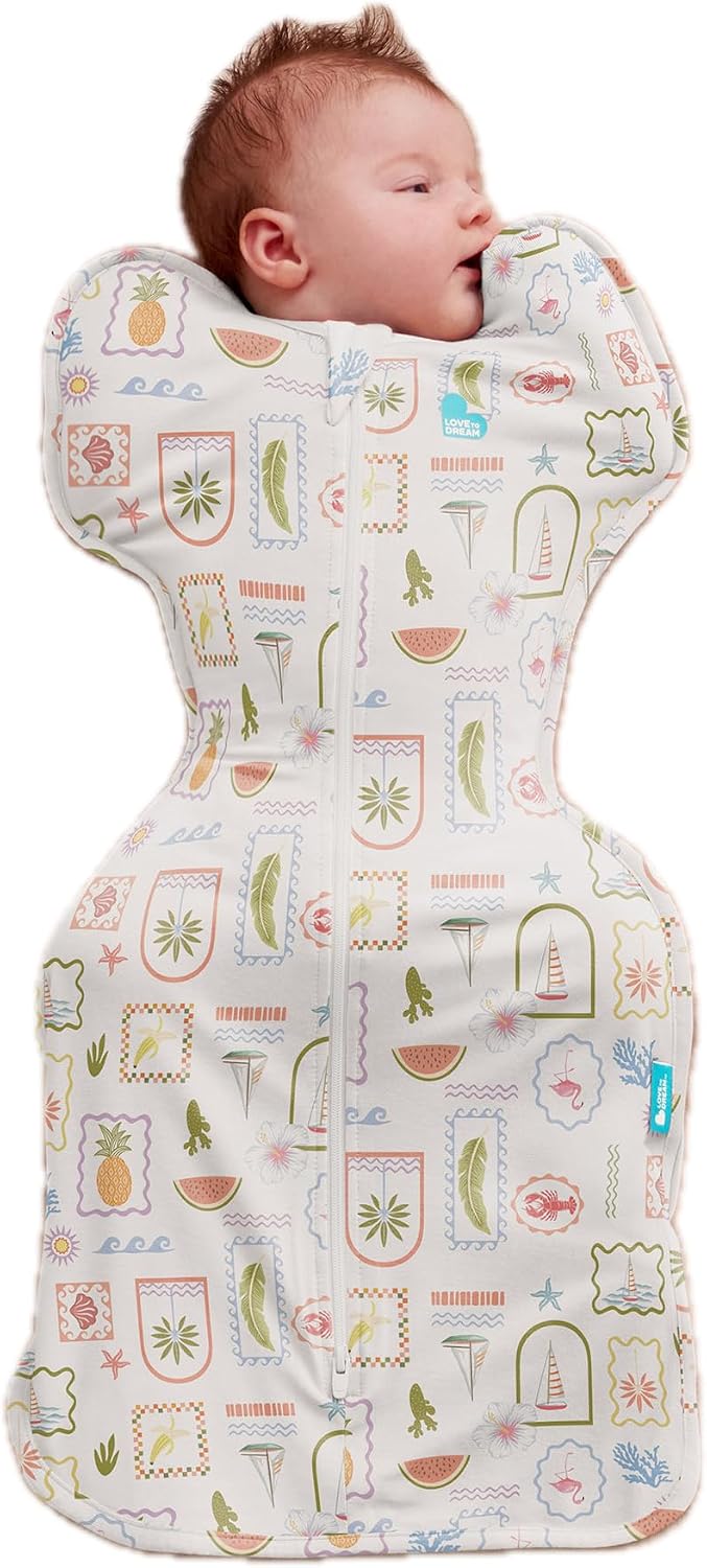 Love to Dream Swaddle UP, Baby Sleep Sack, Self-Soothing Swaddles for Newborns, Improves Sleep, Secure Fit Helps Calm Startle Reflex, New Born Essentials for Baby,1.0 TOG, 5-8.5 lbs, Vacation Days