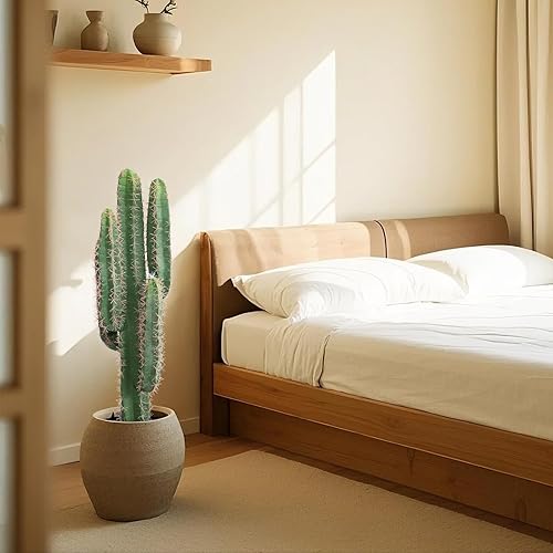 Miniatura 8 de Cactus artificial con maceta negra, cactus grandes falsos, plantas de cactus artificiales de 41 pulgadas para el jardín del hogar