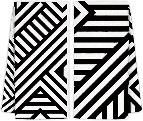 Miniatura 12 de Juego de 2 toallas de cocina abstractas con diseño floral bohemio, toallas de mano para platos con diseño floral retro groovy de los años 70 para