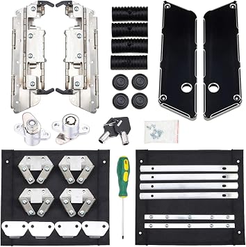 Amazicha Saddlebag Hardware Latch Kit,Black Aluminum Latches Cover Locks Rubber Cushion Saddle Bags Compatible for Harley Davidson Touring Road Glide Road King Electra Glide Street Glide 1993-2013
