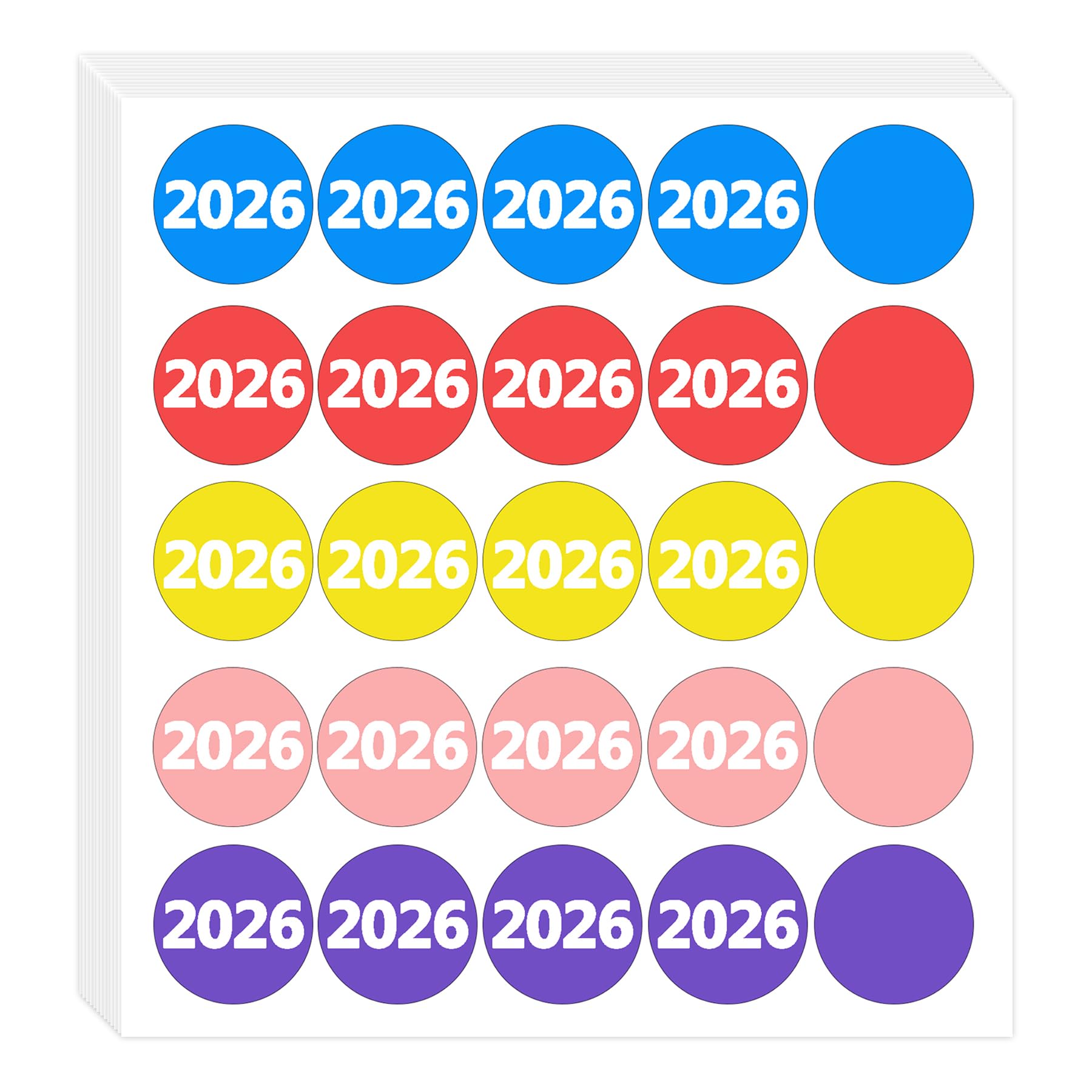 2026 Year Stickers 1 Inch Circle Dot Stickers Color Coded Filing Labels for Book Keeping, File Folder Organization Labels 500 Pcs