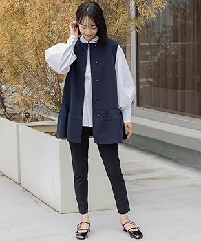 Amazon | [ソーノ] チュニックジレ NAVY ポタリーチュニックジレ