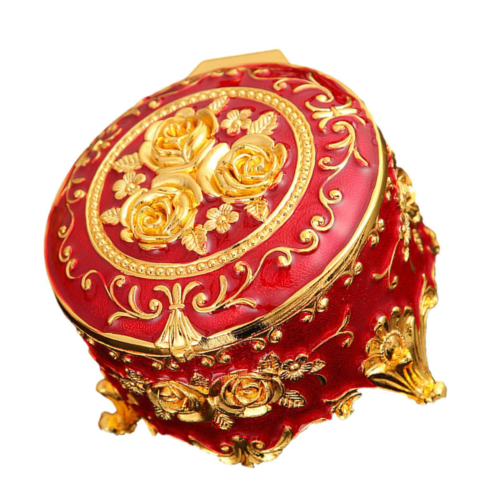 Sisyeuo Enameled Jewelry Case for Necklace Rings Storage Solution for Accessories Metal Construction Display Box Metal Enameled Desktop Organiser