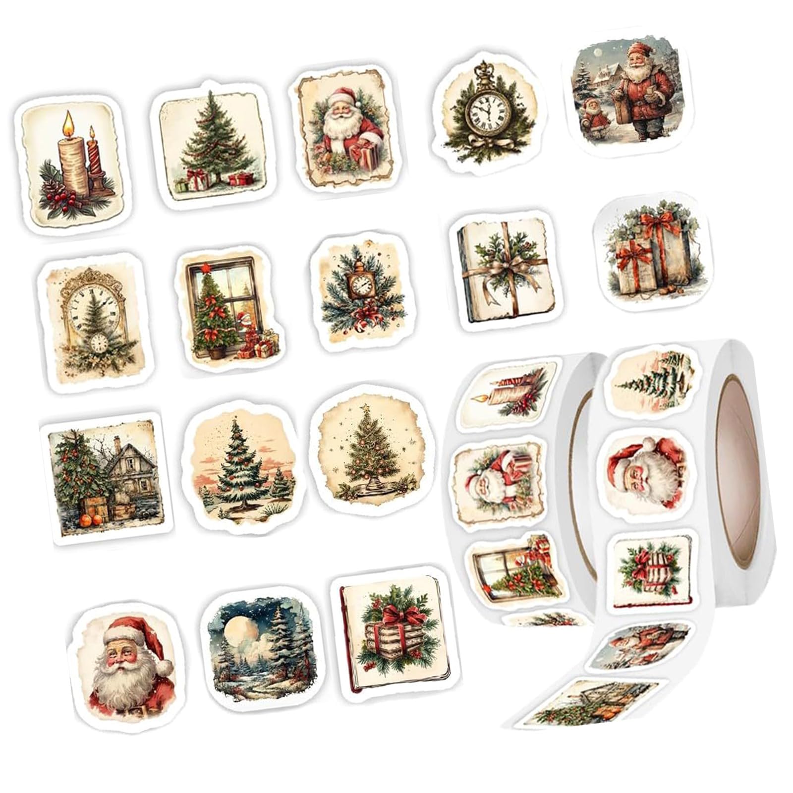 1000Pcs Christmas Decorative Sticker Labels Adhesive Wrapping Labels for Scrapbooking Journal Album Seal Envelope Stickers