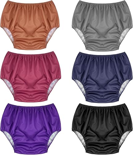Miniatura 1 de Breathffy 6 Pcs Adult Leakproof Incontinence Underwear for Women Men Pull on Cover Pant Washable Underpants Reusable Plastic Diaper Covers for