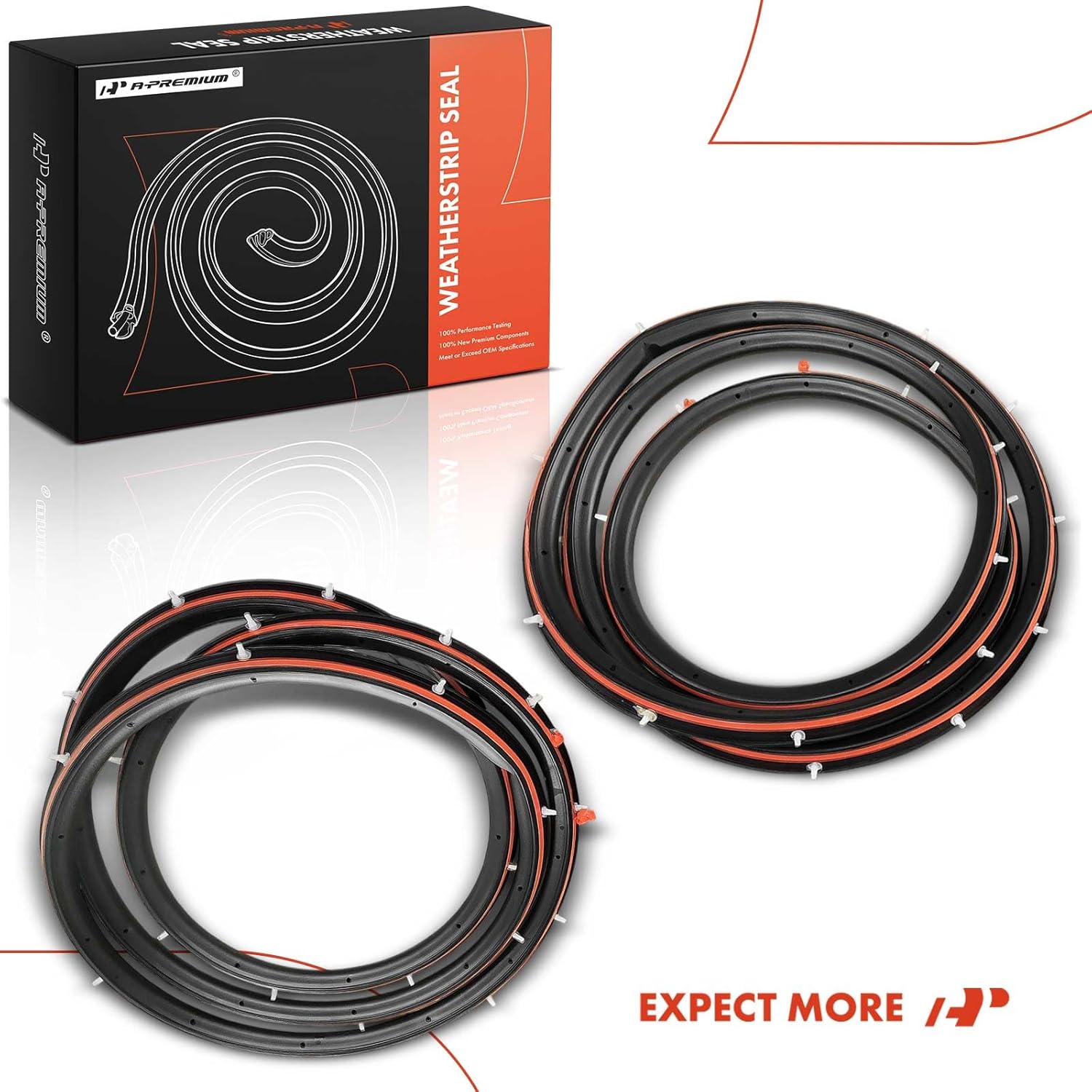 A-Premium 2PCS Rear Car Door Weather Stripping Seal Strips Compatible with Ford Focus 2012 2013 2014 2015 2016 2017 2018