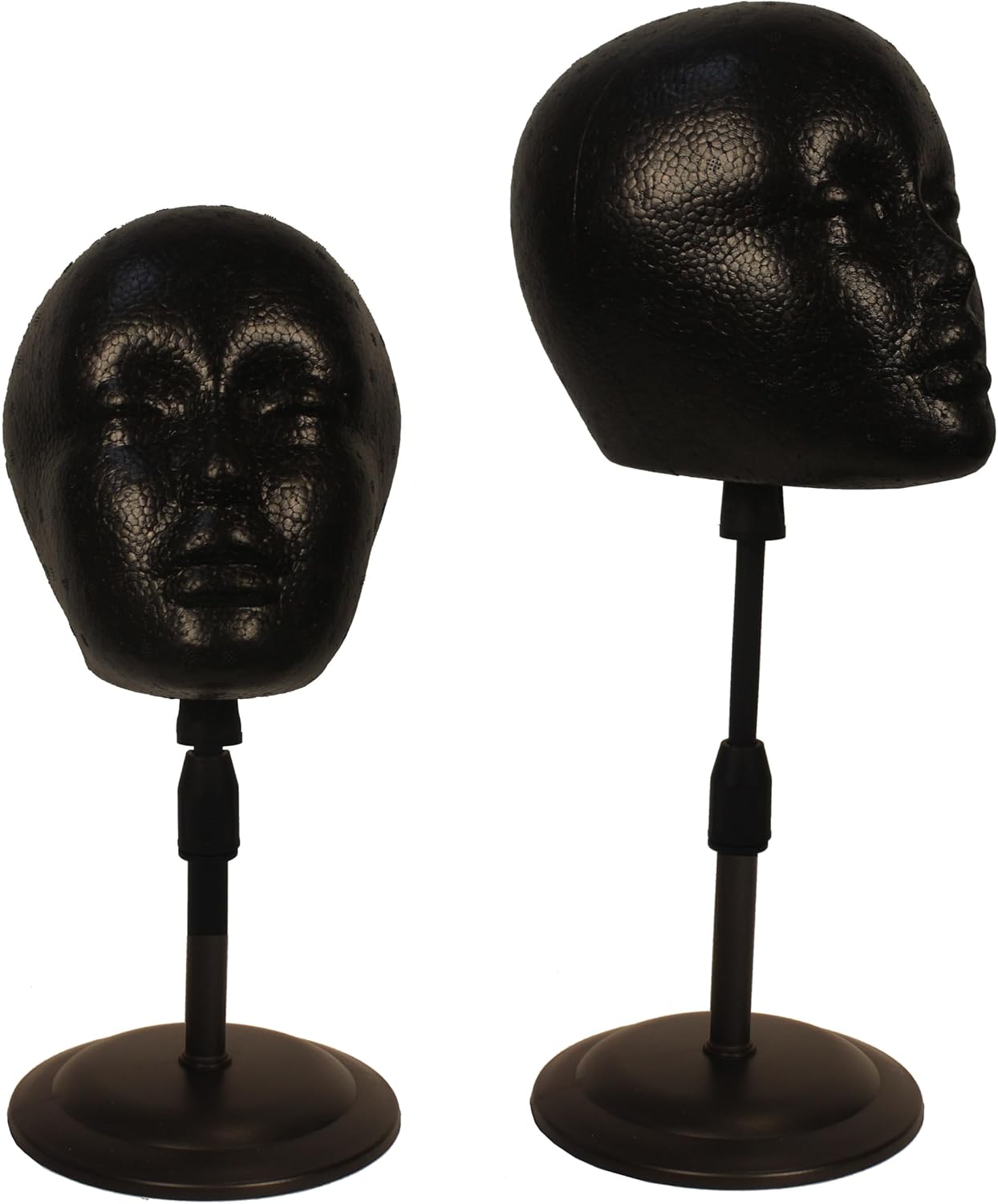 2 PACKS Adjustable wig or hat styrofoam mannequin head holder stand (13”to 17”)