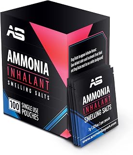 AmmoniaSport Smelling Salts for Athletes - Pouches - Rip & Sniff! Pre-Activated Salt with 100 Pouches - Powerlifting Ammonia Inhalant - Rush, Alert Supplement - Inhalants for Fainting