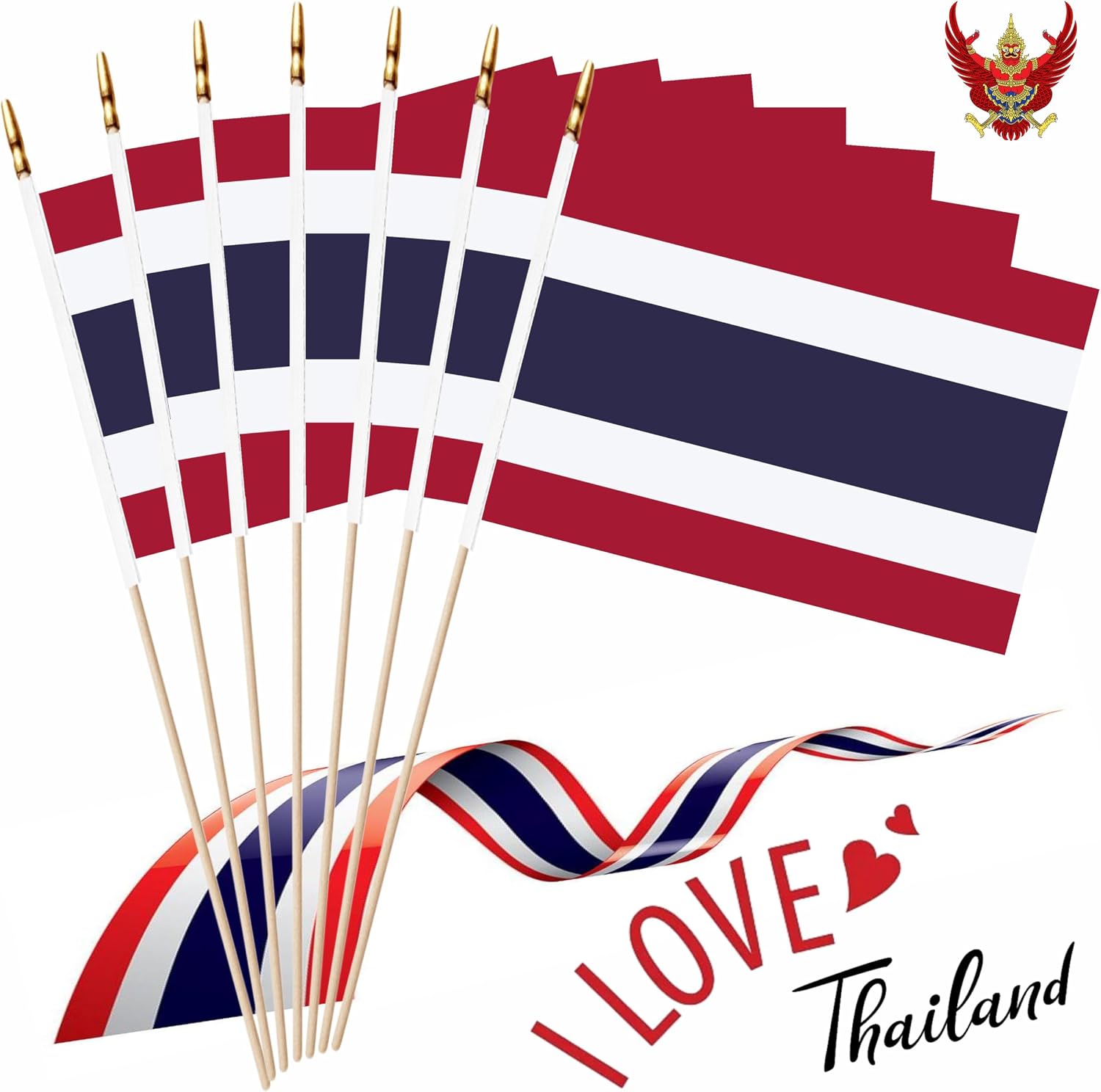 Thailand Mini Flag 5x8 Inch 20 Pack Wood Stick Handheld image 5