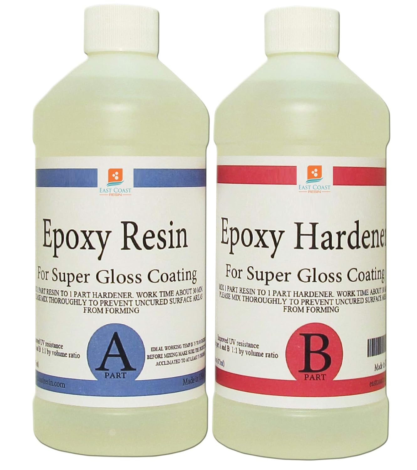 EPOXY Resin Crystal Clear 32 oz Kit | 1:1 Resin and Hardener for Super Gloss Coating | For Bars, Outdoor Table Top, Countertop, Art | Safe for Use on Wood, Metal, Stone, Plastic, Marine Sealer: Industrial & Scientific
