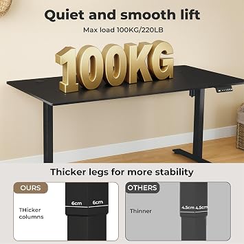 Levede Electric Standing Desk 160x80cm Height Adjustable, Sit Stand Desk with 4 Memory Smart Panel & Splice Board for Home Office Black