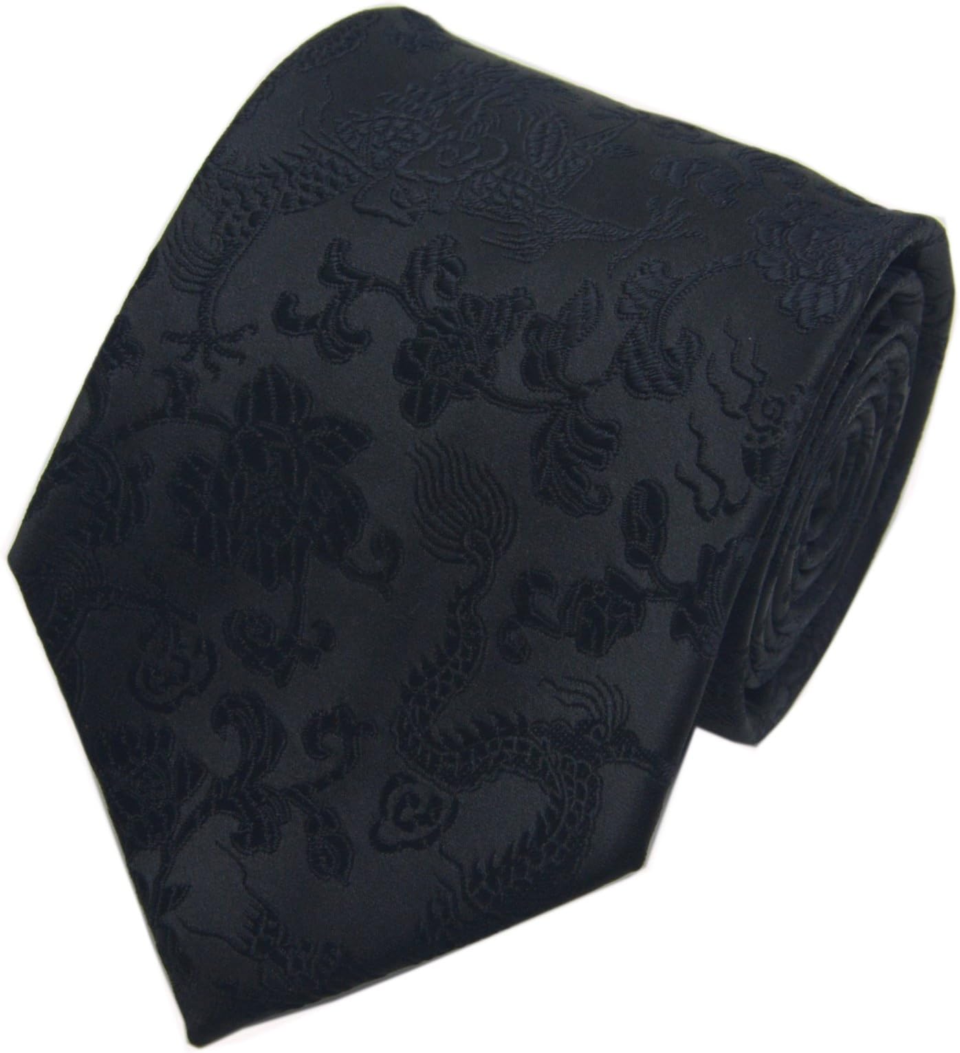 Men's Silk Tie Dragon Peony Embroidery Woven Wedding Formal Necktie Gift