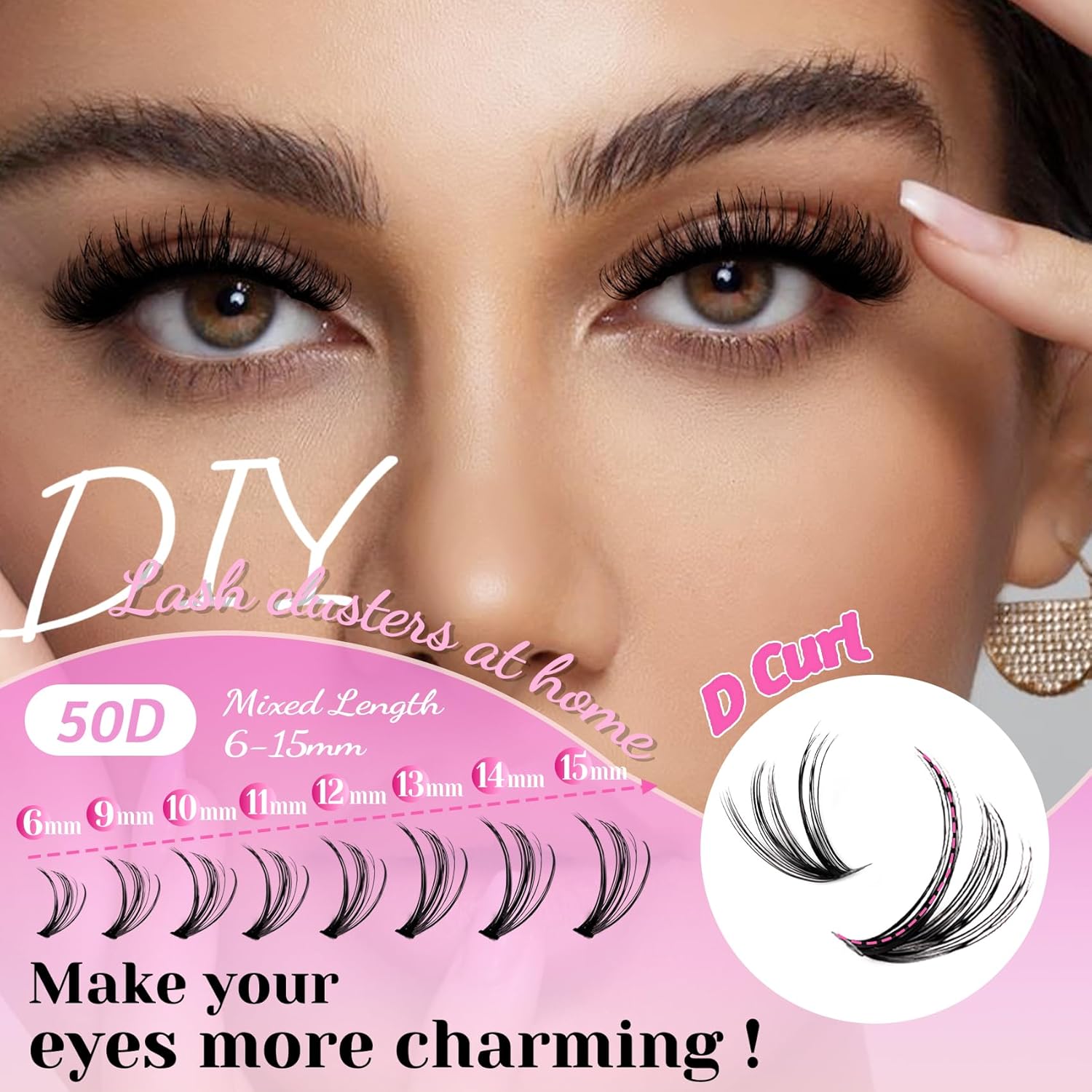 Veleasha Lash Extension Kit Fluffy 50D 280PCS 100% Handmade Reusable Eyelash Extension Kit with Bond and Seal and Tweezers D Curl Lash Clusters 6-15mm Mix Luxury Lashes Extension Kit (50D, Kit) 2 Veleasha Lash Extension Kit Fluffy 50D 280PCS 100% Handmade Reusable Eyelash Extension Kit with Bond and Seal and Tweezers D Curl Lash Clusters 6-15mm Mix Luxury Lashes Extension Kit (50D, Kit)