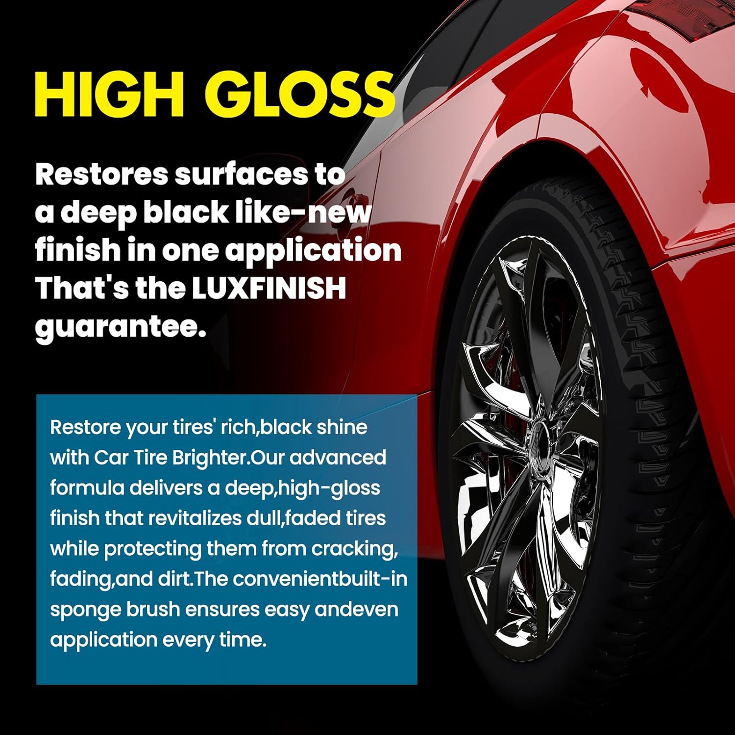 Tire Shine Coating Brush to Restore Original Black with Long-Lasting Oil Based Formula for a High Gloss, UV Protection & Waterproof Coating for Car, Truck, Motorcycle, SUV -120ml/4oz - Image 4