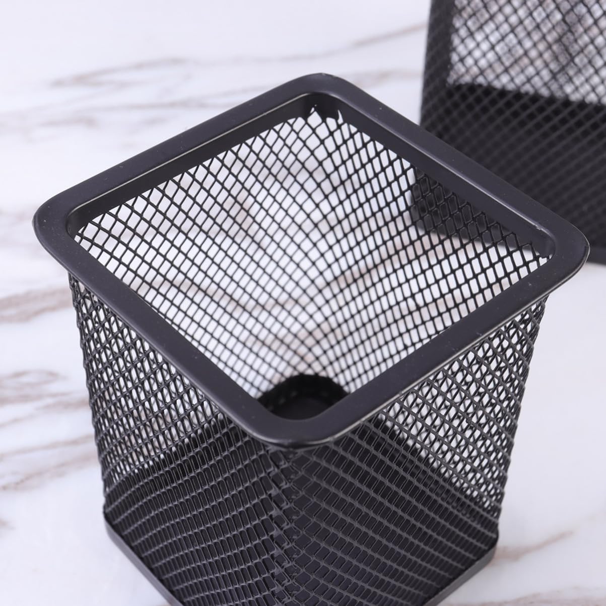 NUOBESTY 2 Set Di Contenitori Per Penne in Rete Di Ferro Portapenne Quadrato Per Casa E Ufficio Nero 3 Pezzi*2
