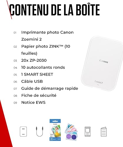 Canon Zoemini 2 Printing Kit: Capture & Create Anywhere - Compact Portable Photo Printer - Bluetooth 5.0 - Fast USB-C Charging for On-the-Go Adventures, Pearl White - 7