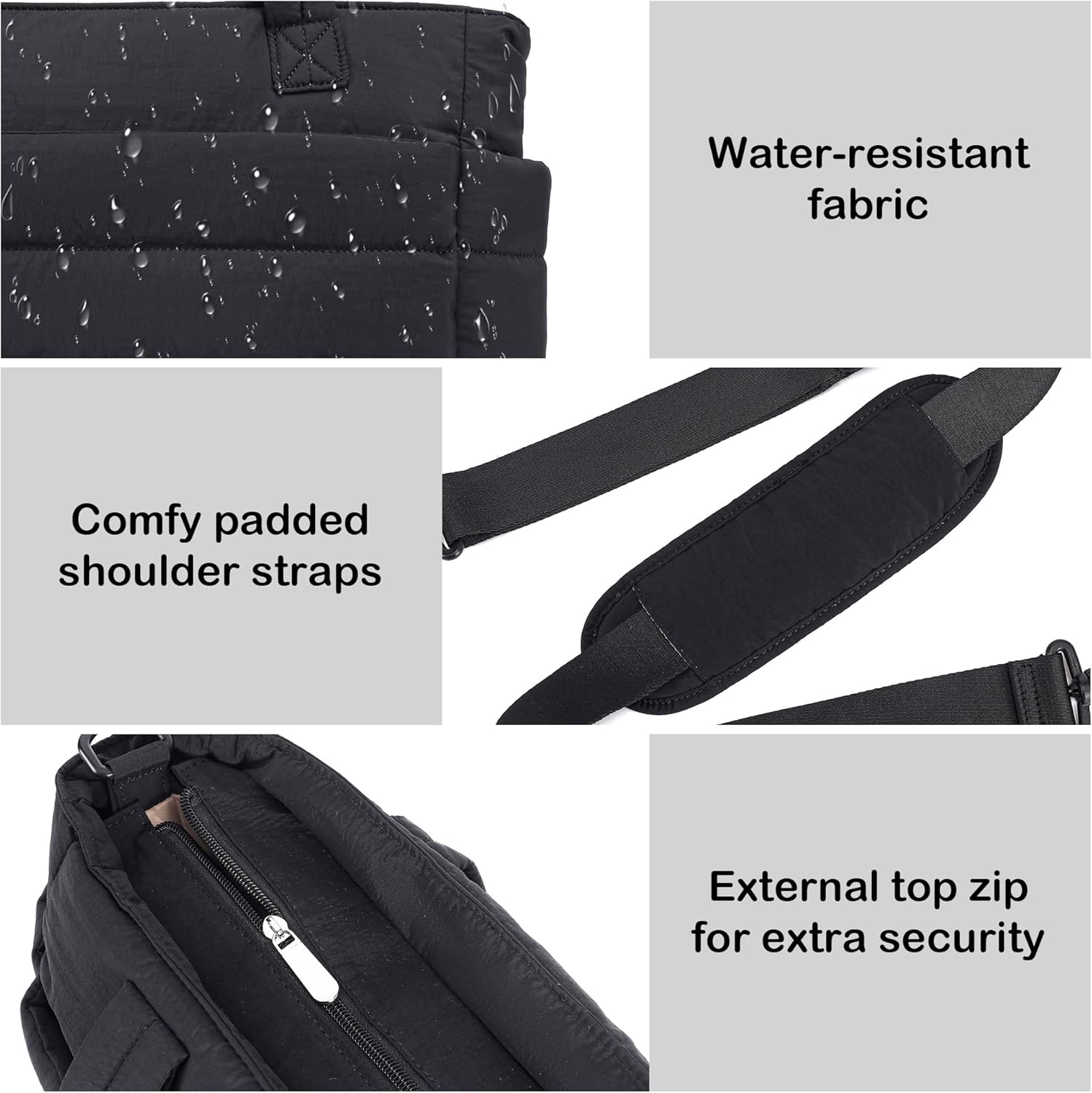 AOCINA Puffer Tote Bag for Women Work Nurse Bags Laptop Purse Lightweight Quilted Crossbody Shoulder Handbags Travel School - Image 6