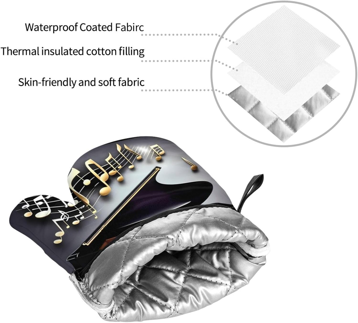 Music Note Pianos Kitchen baking four piece set, fit for cooking and baking, oven, microwave, and outdoor barbecue