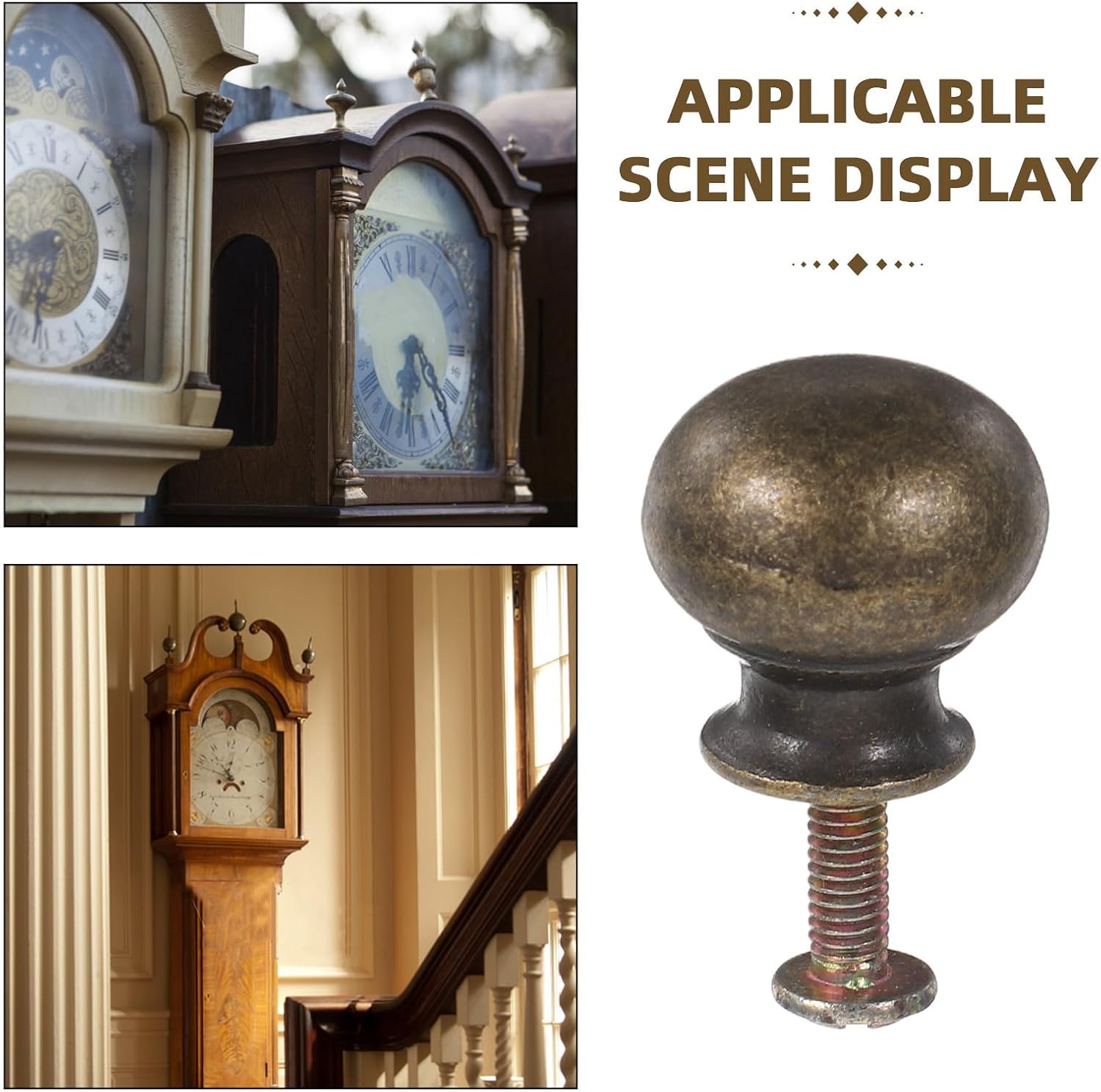 Vintage Metal Floor Clock Door Pull Handle with Screw | Golden Finish, Retro Style Accessory for DIY Repair Clocks, Easy Installation with Wear-resistant Construction