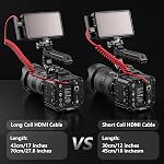Alvin's Cables 8K HDMI 2.1 Cable 8K 60Hz 4K 120Hz High Speed for Atomos Ninja Monitor Left to Right Angled Braided Coiled Cable for Sony FS5 FS7,Canon C300,Nikon Z9 Camera,Red