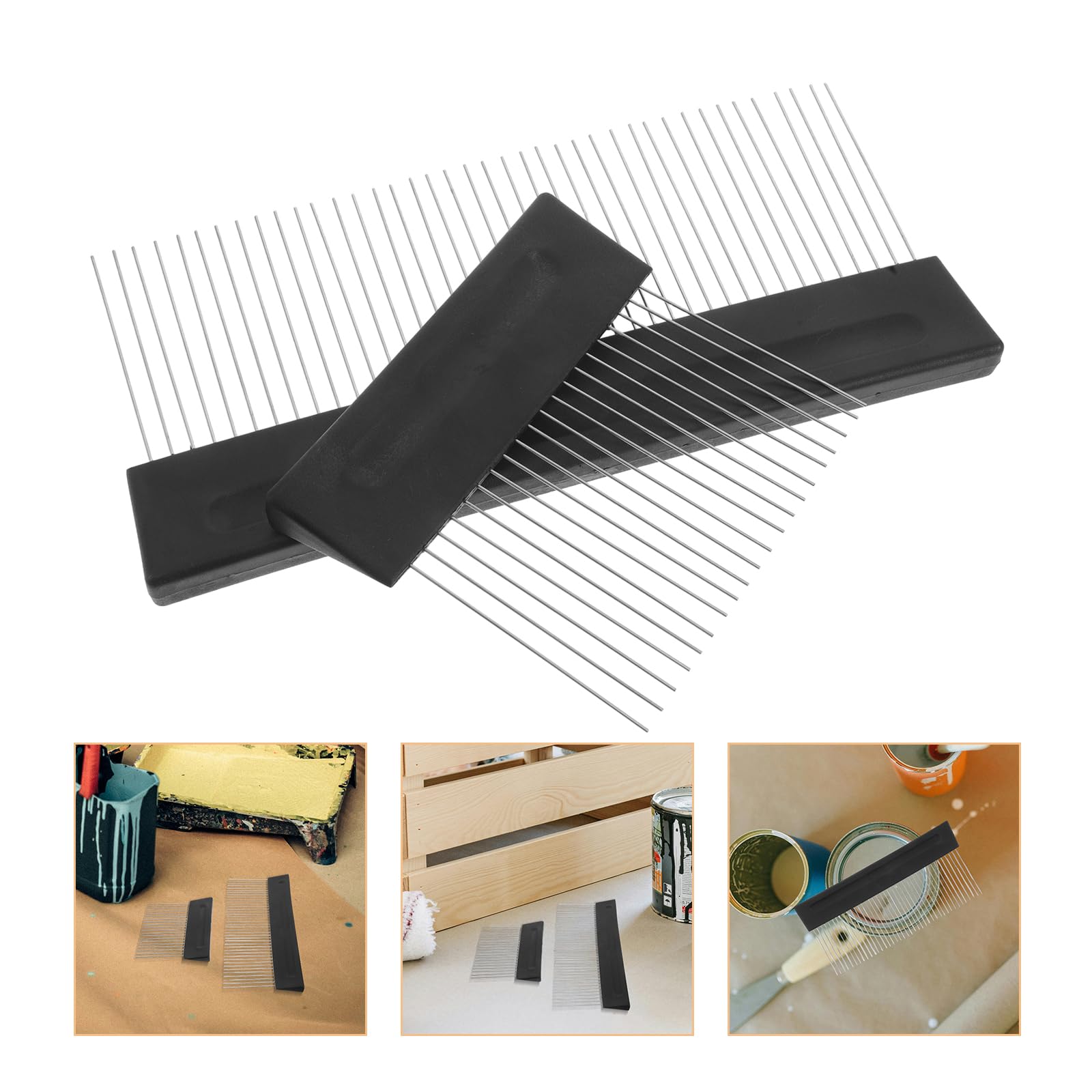 Wielofunkcyjne narzędzia malarskie, 2-pak grzebieni do teksturowania ze stali nierdzewnej, cienkie pędzle do malowania olejnego, tekstura ścienna, tworzenie materiałów artystycznych