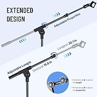 Vista 5 de CAHAYA Soporte de Micrófono de Piso Ajustable - Soporte de Micrófono con Trípode y Brazo Articulado con Bolsa de Transporte, 2 Clips de Micrófono