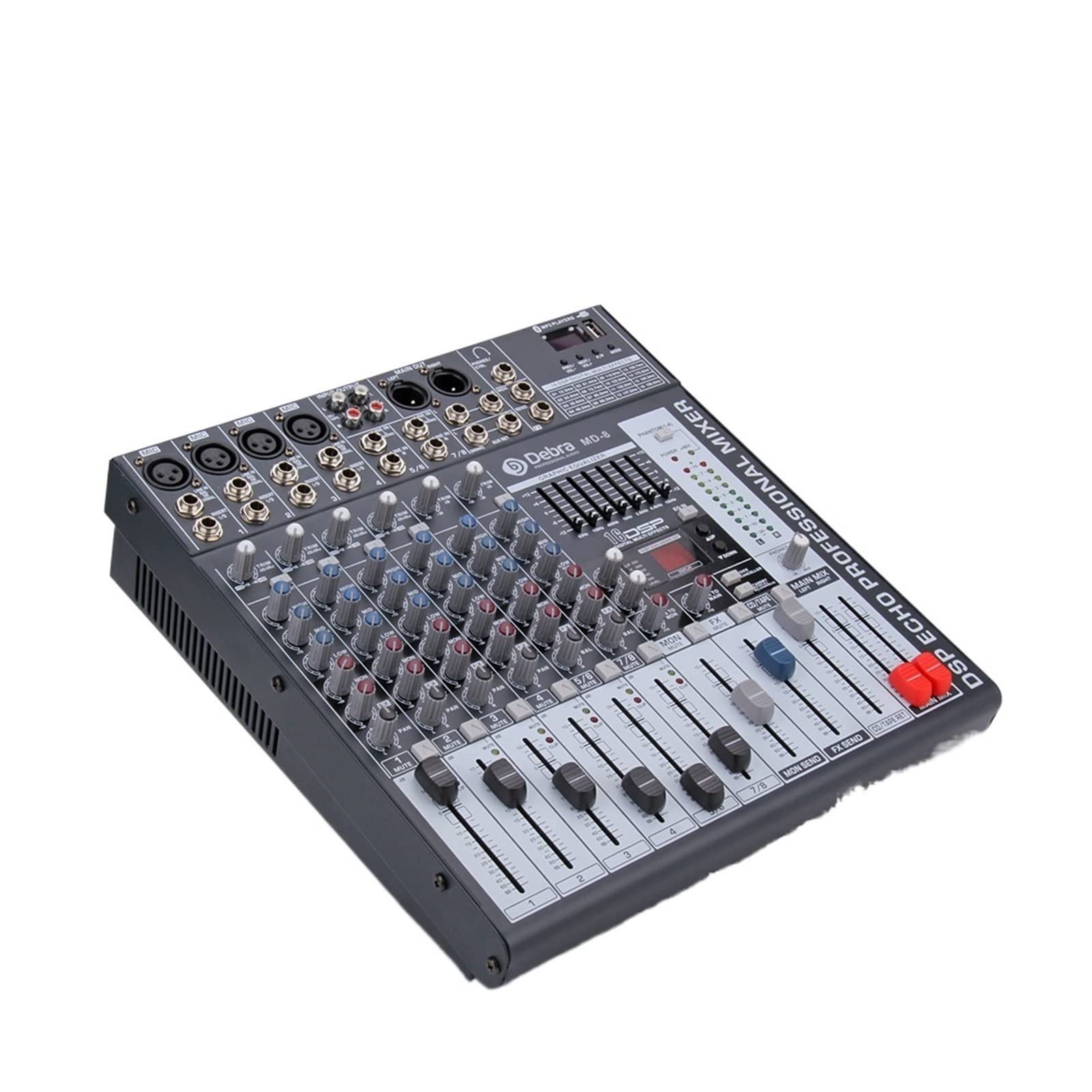 Equipo de DJ para Fiesta Audio MD-8 8- Tablero de Sonido del Controlador DJ del Mezclador de Audio de Canal con 24 DSP Efecto USB Bluetooth XLR Entrada de Jack Aux
