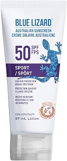 Blue Lizard Sport SPF 50 Mineral-Based Sunscreen Lotion - SPF 50, Broad Spectrum UVA/UVB, Water Resistant (Up to 80 Minutes) - 89 mL