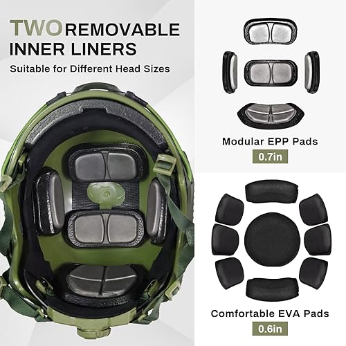 Miniatura 4 de TacSnake Casco táctico Airsoft Paintball rápido con cubierta de casco, PJ tipo táctico multifuncional protector NVG Mount para Multicam deportes