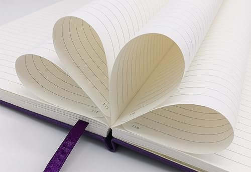 Miniatura 5 de Cuaderno A5 de tapa dura con lazo para bolígrafo, rayado universitarioforrado, 5.7 x 8.3 pulgadas, 192 páginas numeradas de papel grueso de alta