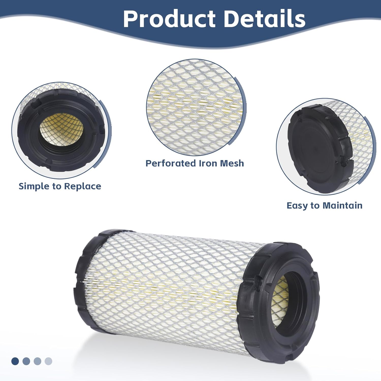 4 Pack Air Filter 11013-1290 For Kawasaki Mule, For John Deere M113621, For Fleetguard AF25550, For Donaldson P822686, Replaces 11013-7029, 11013-7048