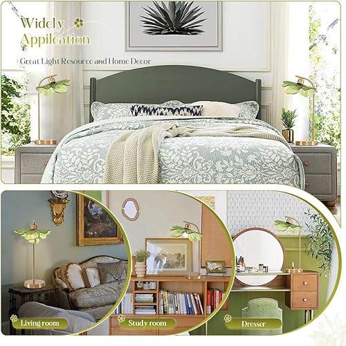 Miniatura 4 de Lámparas de mesa de cristal de mediados de siglo, moderna lámpara de mesa dorada, lámpara de mesa alta, lámpara de mesa táctil con diseño de flores