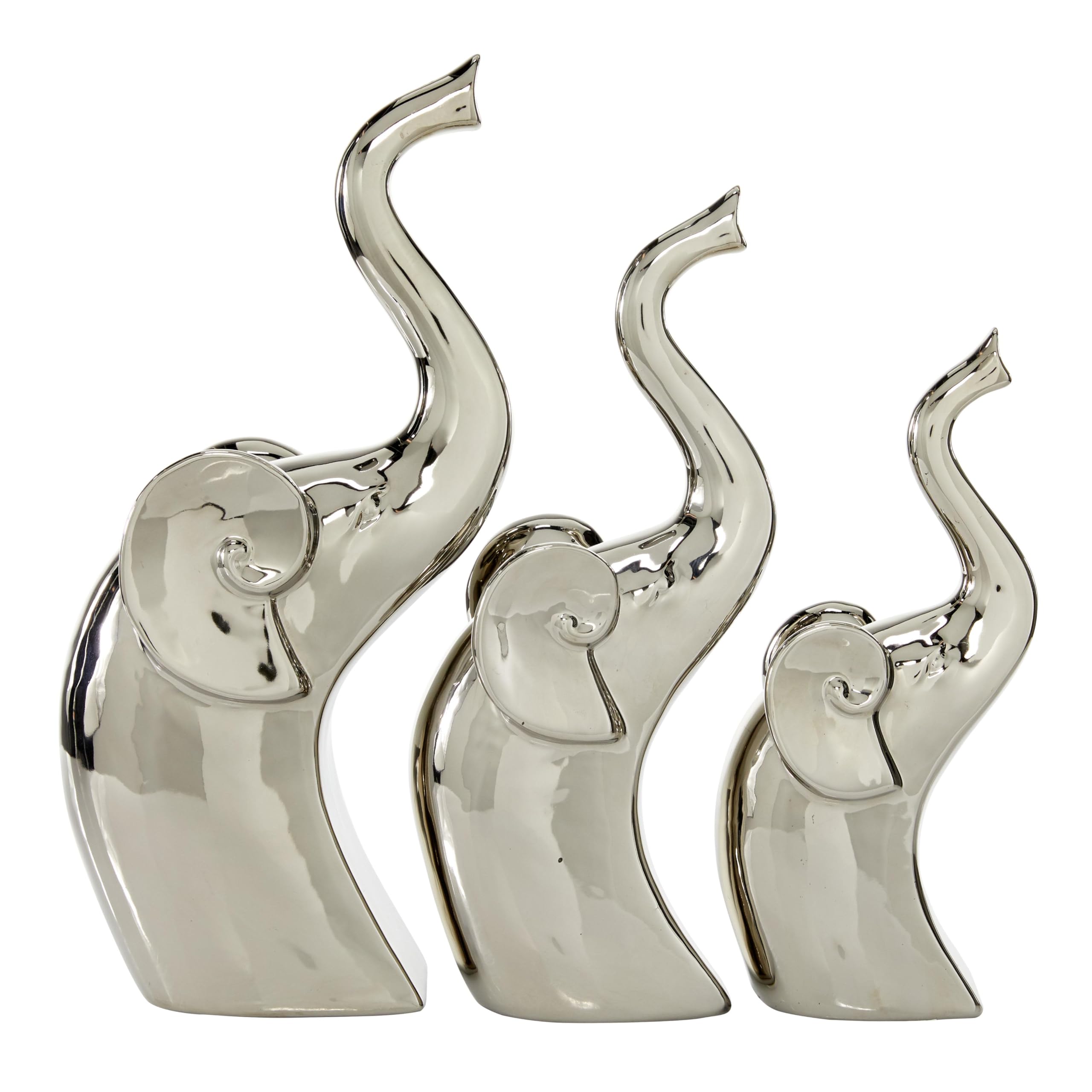 92905 Ceramic Silver Eleph Set of 3