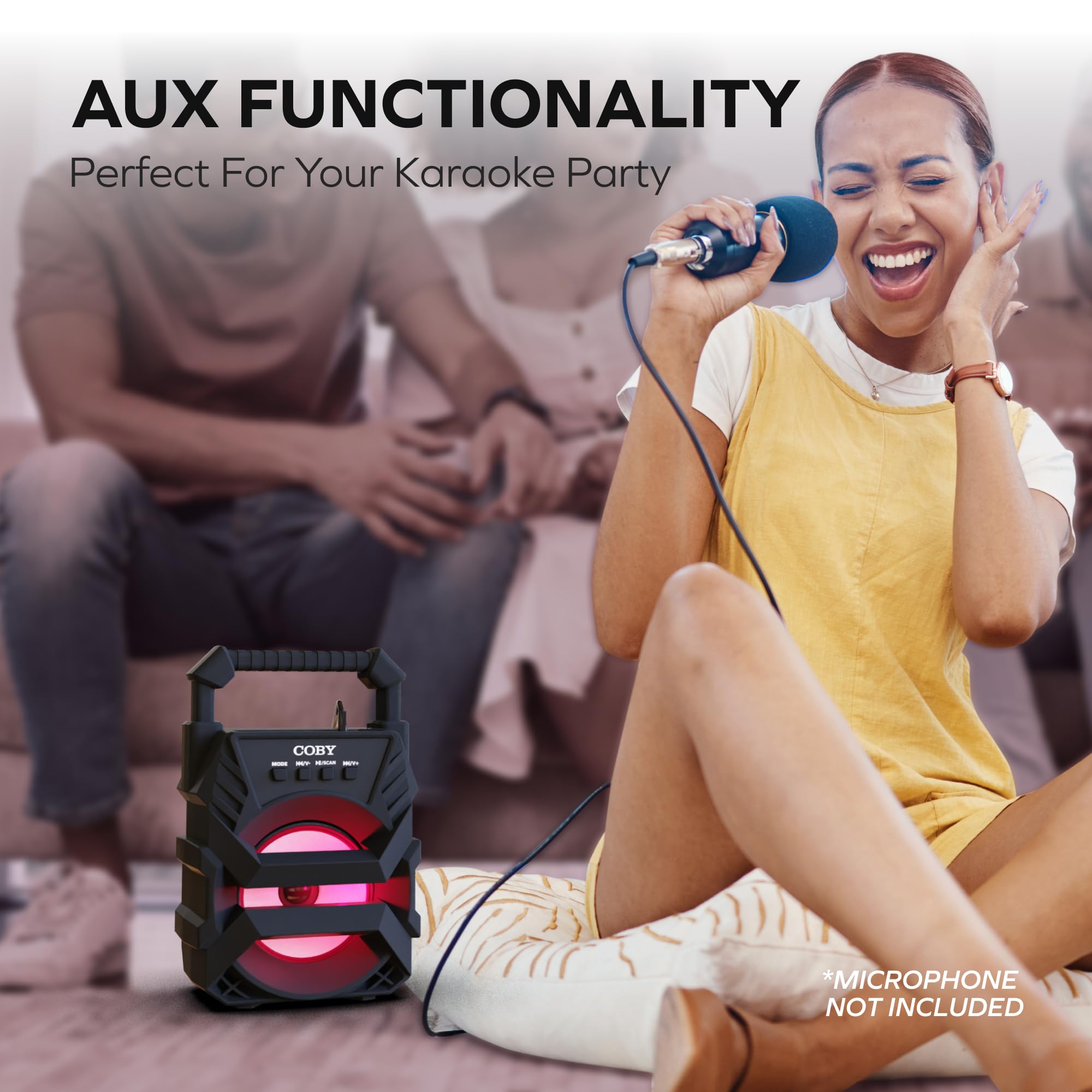 Micro Karaoké Bluetooth Coby 4-en-1 - Enceinte, Enregistreur - Or