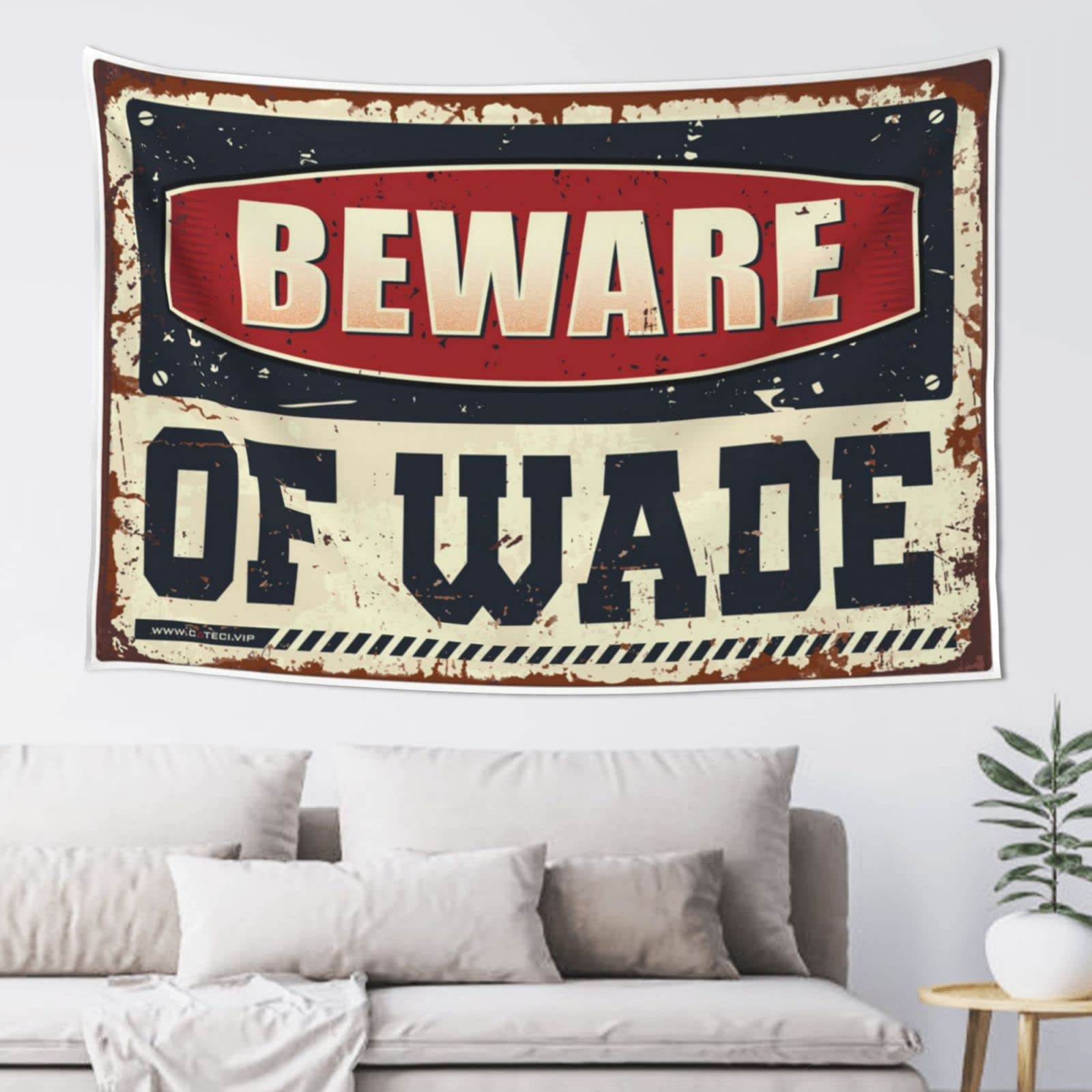 PRAVOXI Man Cabe Decor Beware Of Wade Tapestry Door Decorations For Bedroom Tapestry For Men(75X100CM)