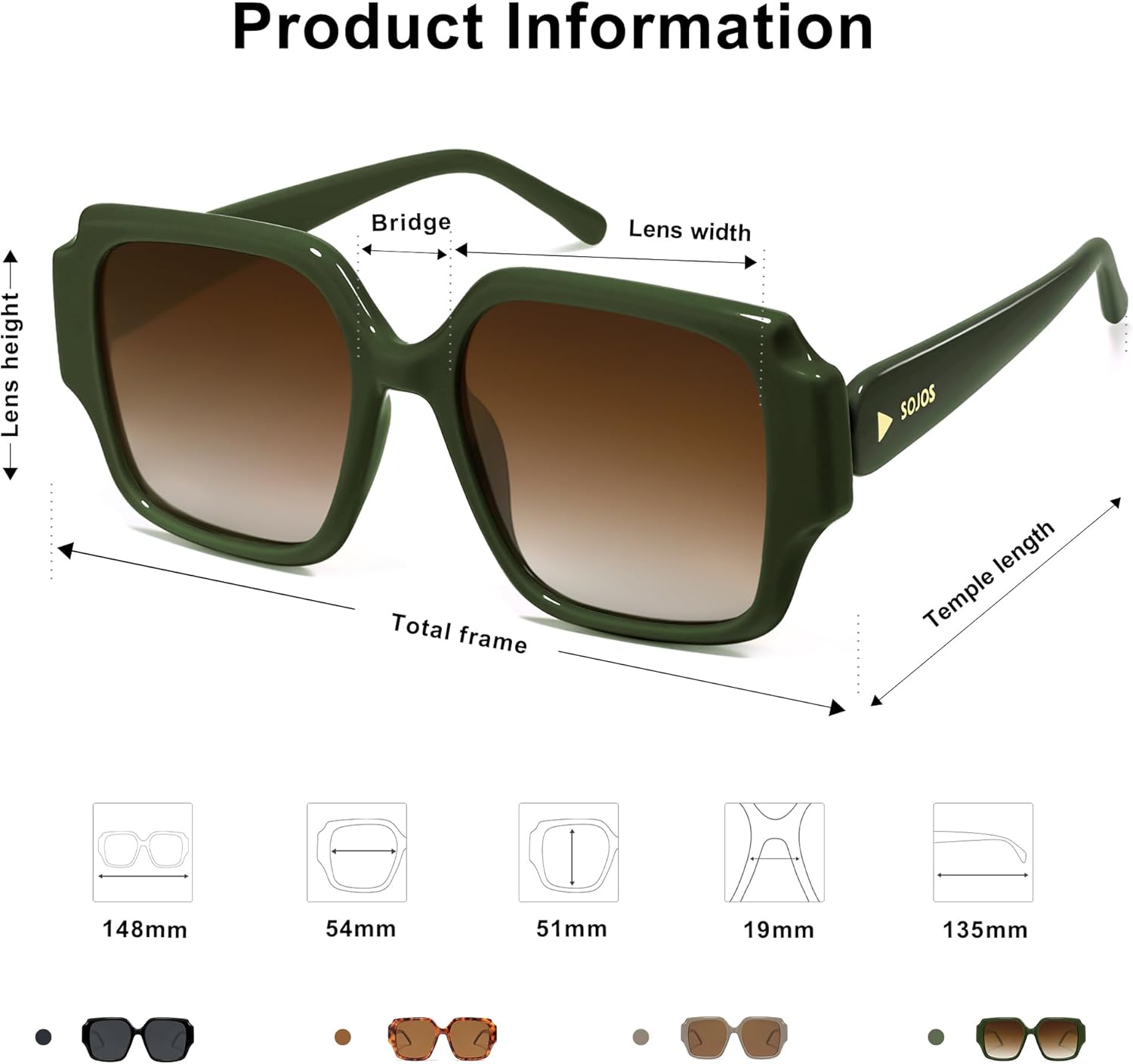 SOJOS Big Retro Square Polarized Sunglasses Womens Mens 70s 80s Vintage Oversized Sunnies SJ2359 - Image 4